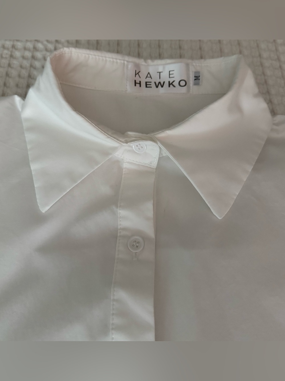 Kate Hewko 100% Cotton Puff Sleeve Shirt / Crisp White / Size Medium